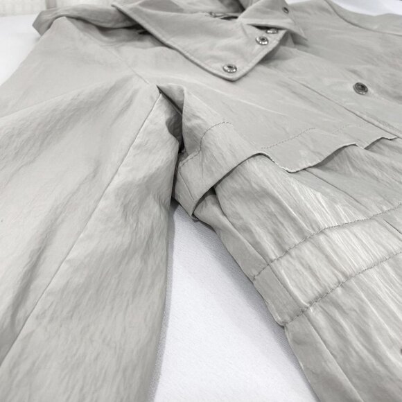 KARL LAGERFELD WOMEN'S GREY SILVER HOODED WIND COAT - XL - Picture 10 of 14
